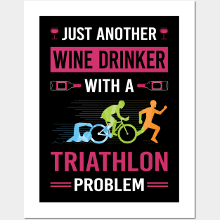 Wine Drinker Triathlon Triathlete Posters and Art